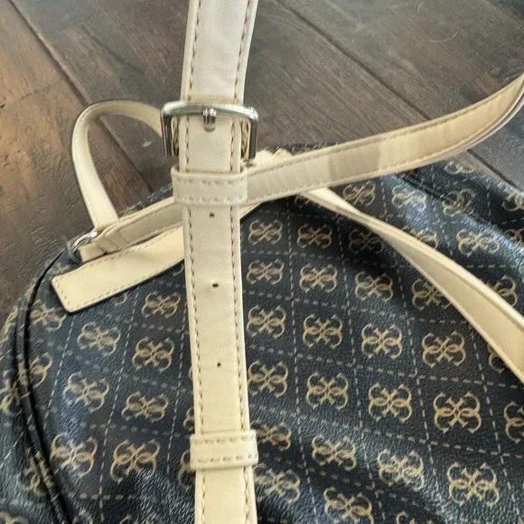 GUESS Monogram Leather Backpack in Brown and Tan - Picture 4 of 16